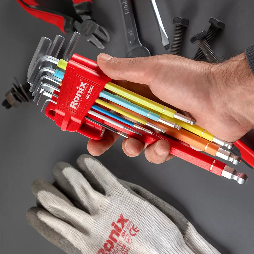 Multi-Color Extra-Long Arm Ball Key Set (9pcs)