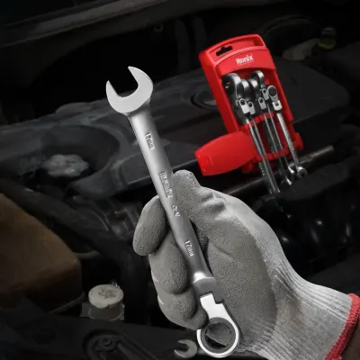 Flex-Head Double Box-End Ratcheting Wrench Set – 6 Pcs