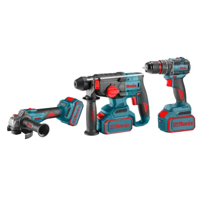 20V Cordless 3Pcs Combo Kit (Impact Drill, Rotary Hammer, and Mini Angle Grinder)